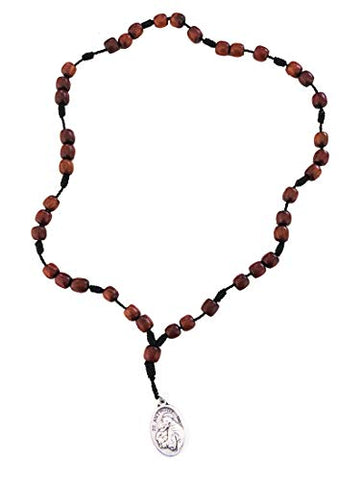 Saint Anthony Chaplet Rosary, Cherry Wood Beads and Medal, 9 Inch.