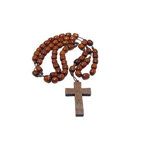 Jatoba Wood Rosary Beads Necklace With Cross 19 in. - Jatoba Wood Rosary Beads Necklace With Cross 19 in.