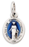 Lot of 12 pcs.  Blue Silver Tone Our Lady of Grace Mini Miraculous Medal Pendant - Made in Italy - Lot of 12 pcs.  Blue Silver Tone Our Lady of Grace Mini Miraculous Medal Pendant - Made in Italy
