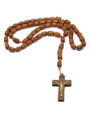 Jatoba Wood Rosary Necklace with Beige Cord