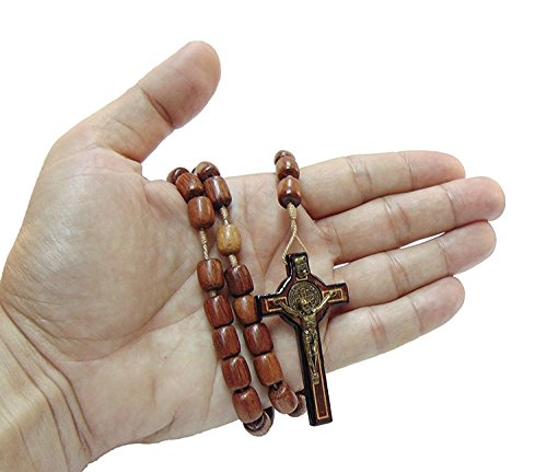 Cherry Wood Catholic Rosary Beads with Cross for Prayer