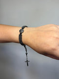 St Benedict Medal With Hematite/Cross Rosary Bracelet