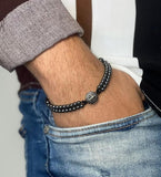 St Benedict Medal With Hematite/Cross Rosary Bracelet