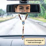 Our Lady of Grace Car Rosary – Simulated 8mm Plastic Pearl Beads with Gold tone Crucifx