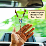 Our Lady of Grace Car Rosary – Simulated 8mm Plastic Pearl Beads with Gold tone Crucifx