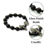 Saint Benedict Small Wrist Black Bracelet Wooden Beads Decade Rosary