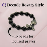 Saint Benedict Small Wrist Black Bracelet Wooden Beads Decade Rosary