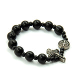 Saint Benedict, San Benito Devotional Rosary Beads Bracelet in Cherry