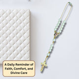 Our Lady of Fatima Car Rosary – Simulated 8mm Plastic Pearl Beads with Gold tone Crucifx
