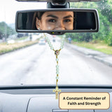 Our Lady of Fatima Car Rosary – Simulated 8mm Plastic Pearl Beads with Gold tone Crucifx