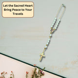 Our Lady of Fatima Car Rosary – Simulated 8mm Plastic Pearl Beads with Gold tone Crucifx