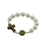 Saint Benedict, San Benito Devotional Rosary Beads Bracelet in Cherry