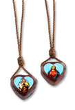Pack of 6 pcs - Catholic Wear Wooden Brown Large Heart Shape Scapular Necklace