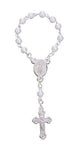 Lot of 12pcs - Silver Plated White Simulated Pearl Finger Decade Rosary - 3.5 Inch. - Lot of 12pcs - Silver Plated White Simulated Pearl Finger Decade Rosary - 3.5 Inch.