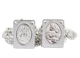 Stamped Stainless Steel Catholic Scapular with Medals of Sacred Heart of Jesus and Our Lady of Mt. Carmel