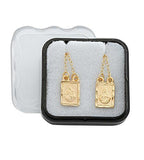 Gold Plated Squared Scapular with Engraved Images of Mount Carmel and Jesus - Gold Plated Squared Scapular with Engraved Images of Mount Carmel and Jesus