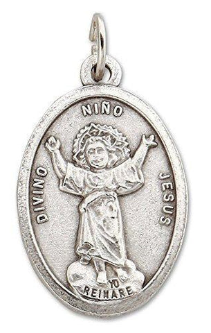 Lot of 12 pcs - Oxidized Silver Tone Divine Child Divino Niño Medal Pendant - 1 Inch - Lot of 12 pcs - Oxidized Silver Tone Divine Child Divino Niño Medal Pendant - 1 Inch