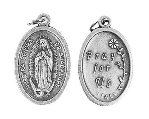 Lot of 12 pcs. Our Lady Guadalupe Silver Tone Small Medal Pendant - Lot of 12 pcs. Our Lady Guadalupe Silver Tone Small Medal Pendant