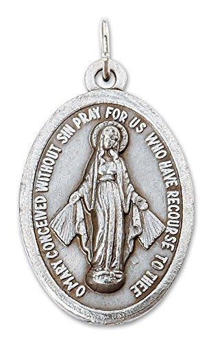 Lot of 12 pcs - Oxidized Silver Tone Oval Our Lady of Grace Miraculous Medal Pendant - 1 Inch - Lot of 12 pcs - Oxidized Silver Tone Oval Our Lady of Grace Miraculous Medal Pendant - 1 Inch