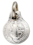 Lot of 12 pcs - Silver Tone St Benedict Mini Round Stamped Medal Pendant - Made in Italy - Lot of 12 pcs - Silver Tone St Benedict Mini Round Stamped Medal Pendant - Made in Italy