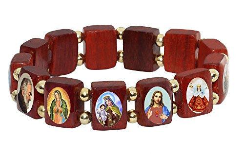 Wooden Small Square Catholic Saints Bracelet