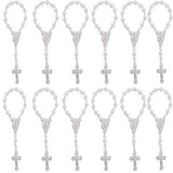 Lot of 12pcs - Silver Plated White Simulated Pearl Finger Decade Rosary - 3.5 Inch. - Lot of 12pcs - Silver Plated White Simulated Pearl Finger Decade Rosary - 3.5 Inch.