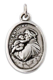 Lot of 12 pcs - Saint Anthony Oxidized Silver Tone Medal Pendants, 1" H x 0.67" W - Lot of 12 pcs - Saint Anthony Oxidized Silver Tone Medal Pendants, 1" H x 0.67" W