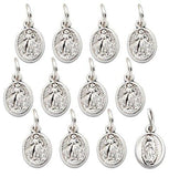 Lot of 12 pcs.  Divine Mercy with Our Lady of Guadalupe Silver Tone Medal Pendant Charm, 0.31"W x 0.55"L - Lot of 12 pcs.  Divine Mercy with Our Lady of Guadalupe Silver Tone Medal Pendant Charm, 0.31"W x 0.55"L