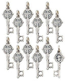 Lot of 12 pcs - Silver Tone Saint St. Benedict Key of Heaven Medal Pendant Charm - Lot of 12 pcs - Silver Tone Saint St. Benedict Key of Heaven Medal Pendant Charm