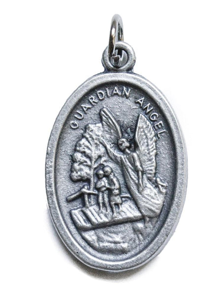 Lot of 12 pcs - Guardian Angel Silver Tone Protection Medals Medallion, 1" H x 0.67" W - Lot of 12 pcs - Guardian Angel Silver Tone Protection Medals Medallion, 1" H x 0.67" W