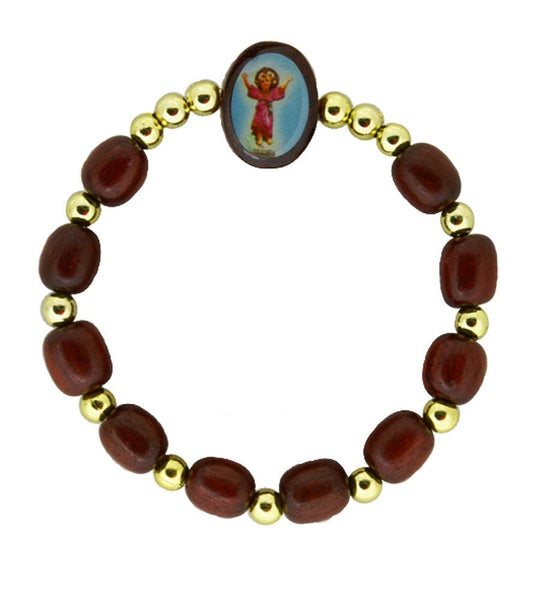 Divine Child Wooden Rosary Beads Decade Stretchable Bracelet. Pack of 3 units - Divine Child Wooden Rosary Beads Decade Stretchable Bracelet. Pack of 3 units