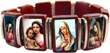 Cherry Wood Stretch Bracelet with Assorted Color Images of Blessed Mary - Cherry Wood Stretch Bracelet with Assorted Color Images of Blessed Mary