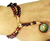 Saint Benedict Jatoba Wooden Beads Catholic Bracelet, 8.5 Inch.