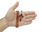 Jatoba Wood Rosary Necklace with Beige Cord - Jatoba Wood Rosary Necklace with Beige Cord