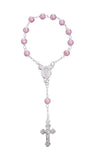 Lot of 12pcs. Pink Simulated Pearl Beads with Cross Finger Decade Rosary 4.5 Inch - Lot of 12pcs. Pink Simulated Pearl Beads with Cross Finger Decade Rosary 4.5 Inch