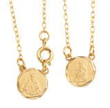 Gold Plated Round Scapular with Engraved Images of Mount Carmel and Jesus