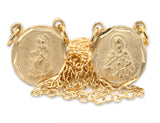 Gold Plated Round Scapular with Engraved Images of Mount Carmel and Jesus
