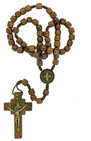 Mens Saint Benedict Wood Rosary